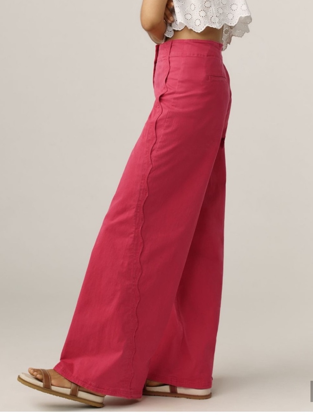 Anthropologie Maeve scallop wide-leg pants size 32 NWT - Picture 2 of 8